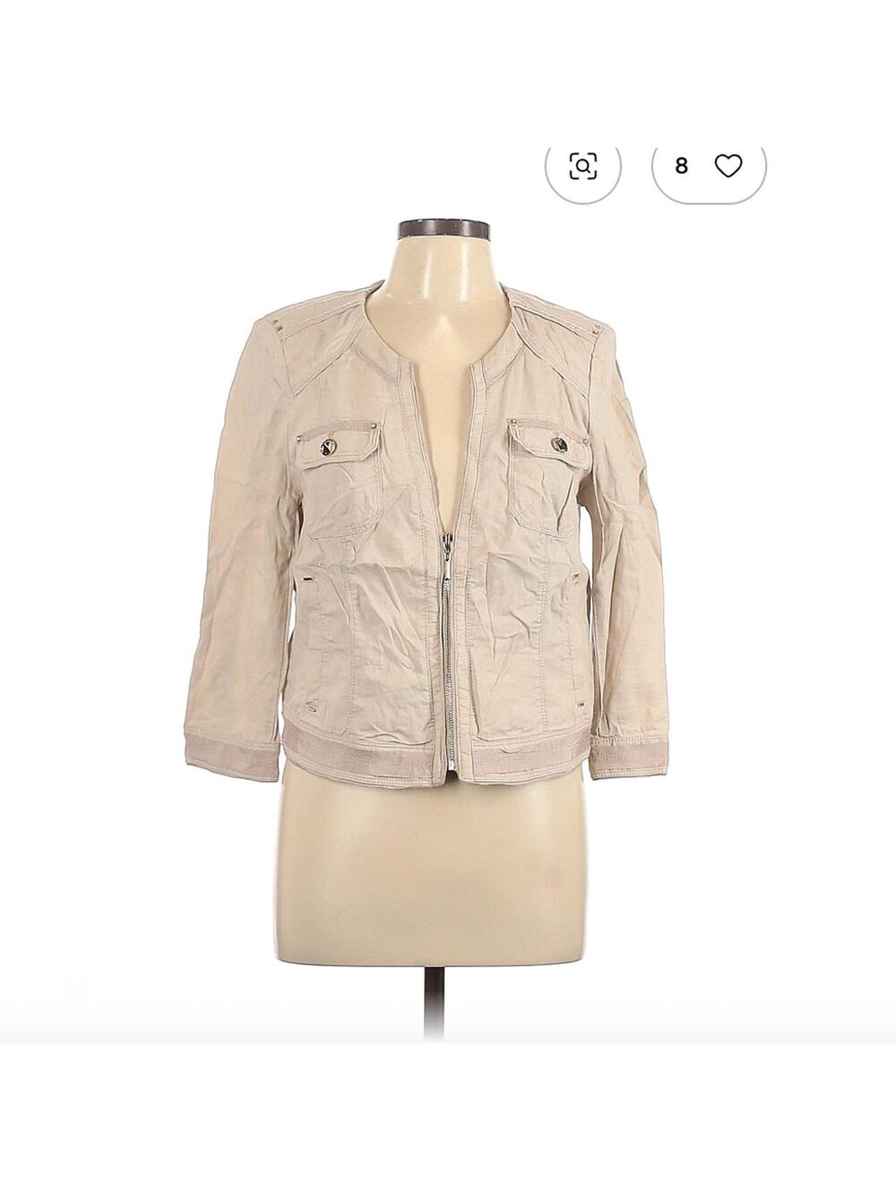 White House Black Market Ivory Linen Rayon Jacket Size 10